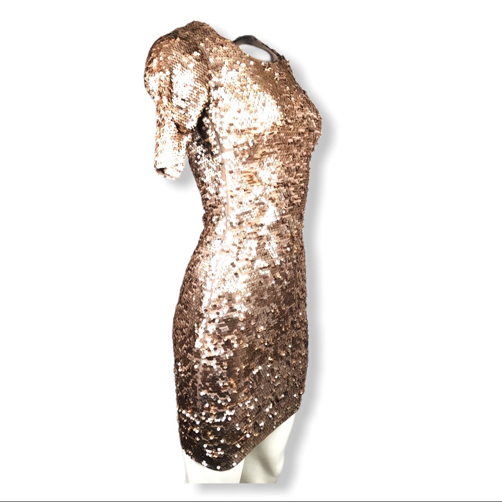 Bronze BCBGMAXAZRIA "Marta" Sequin Mini Dress XS - Picture 4 of 8